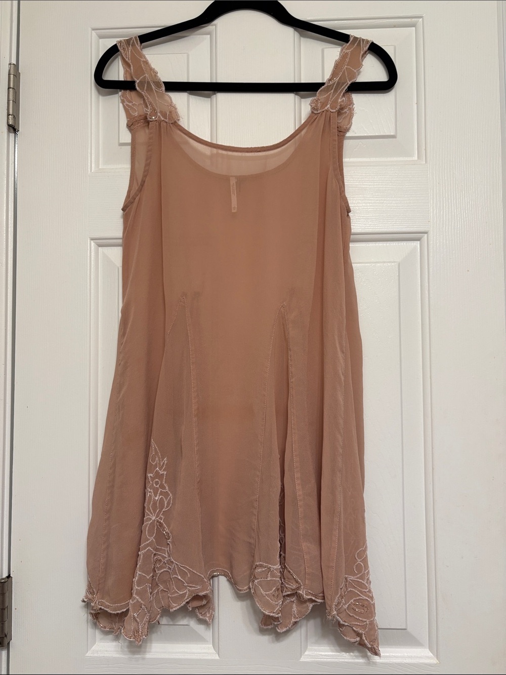 Women's Sheer Embroidered Slip Dress - Blush